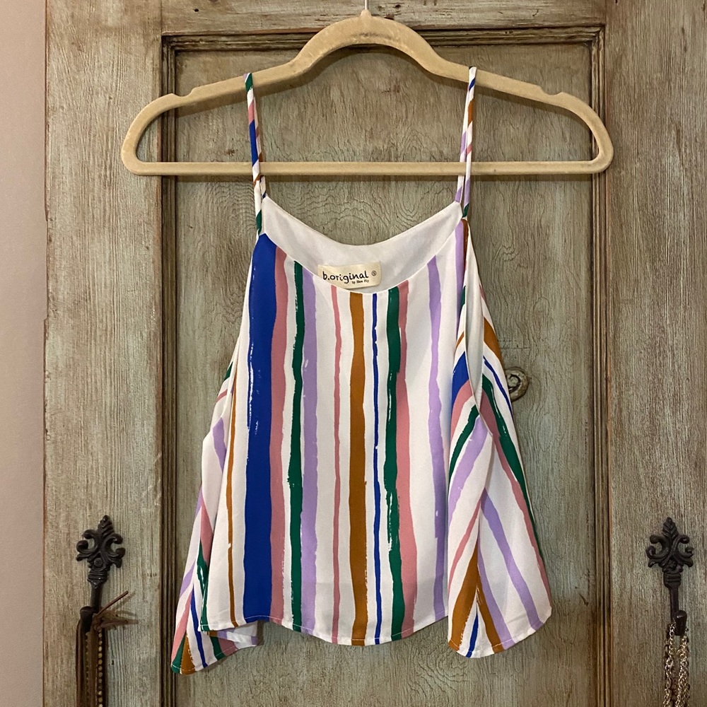 Boutique rainbow striped crop top